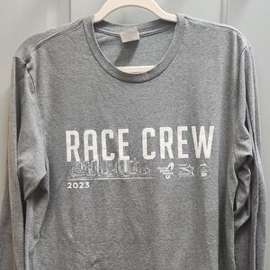 Port and Company Gray Race Crew Long Sleeve Tee